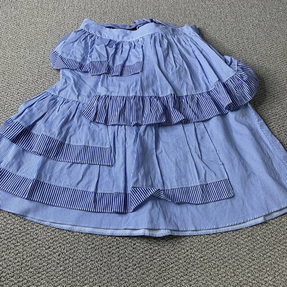 Asos Womens Skirt Size 6 Blue Striped Tiered Ruffle Tie Waist Pleated Unlined‎ - Picture 1 of 9